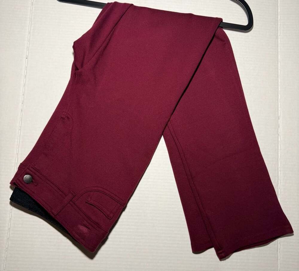 Style & Co Pants Size 12 Maroon Stretch Ponte Slim Leg